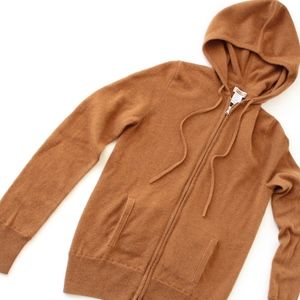 J.Crew 100% Cashmere zip-front hoodie, Size M